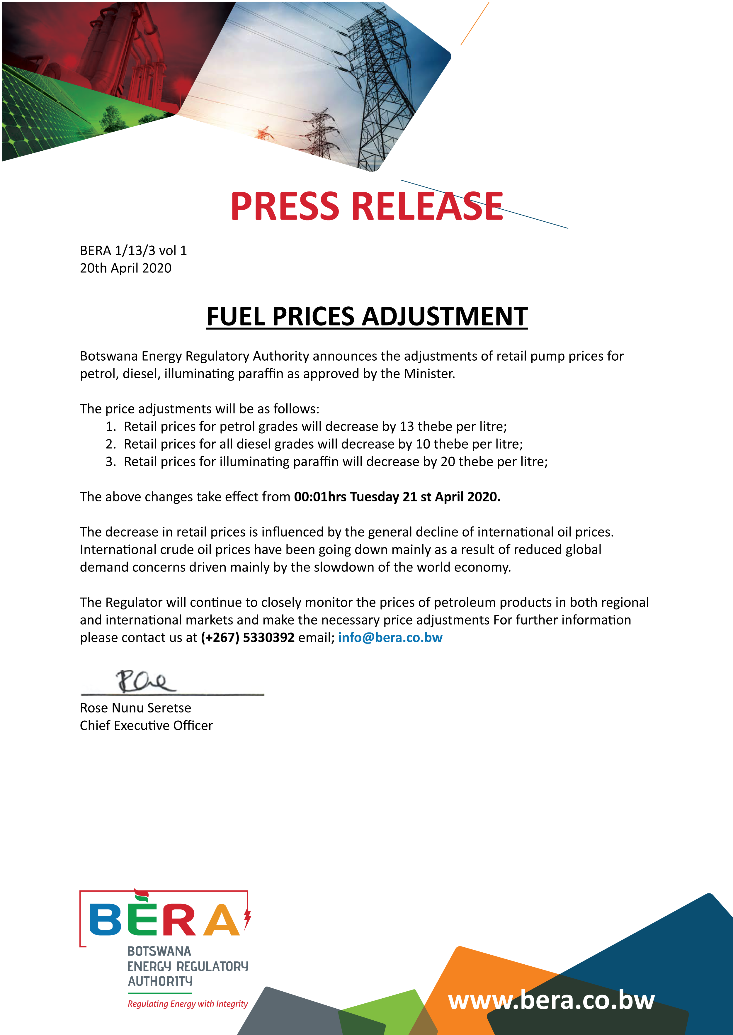 Fuel Prices Adjustment